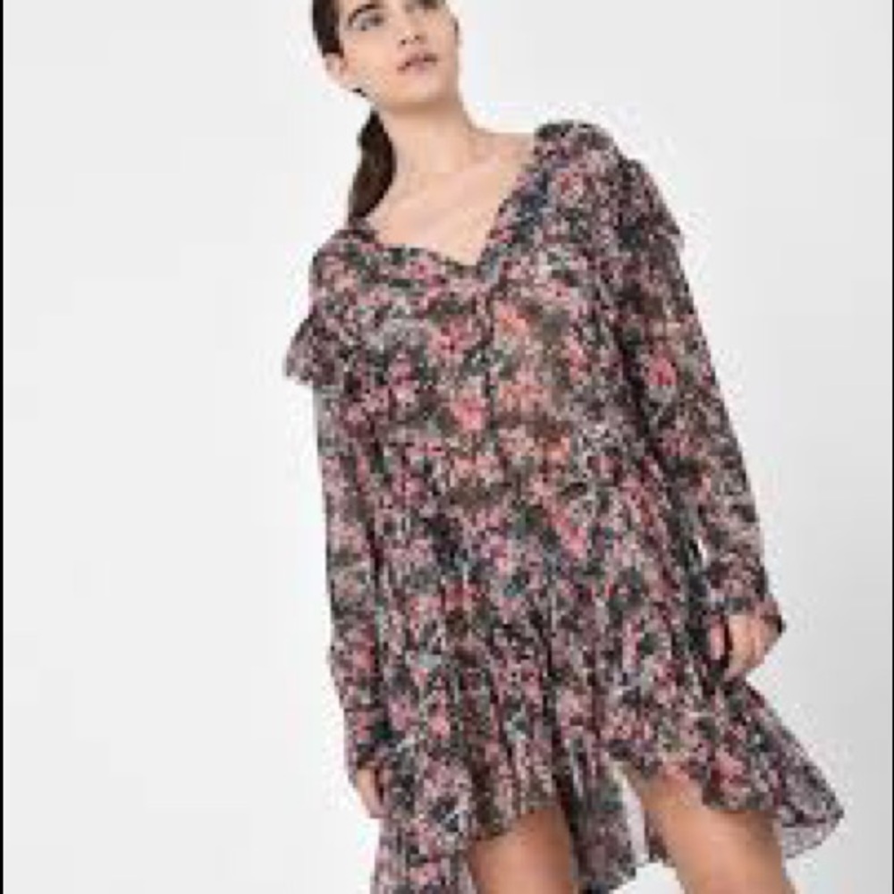 Isabel Marant Floral Mini Dress - Black and Pink